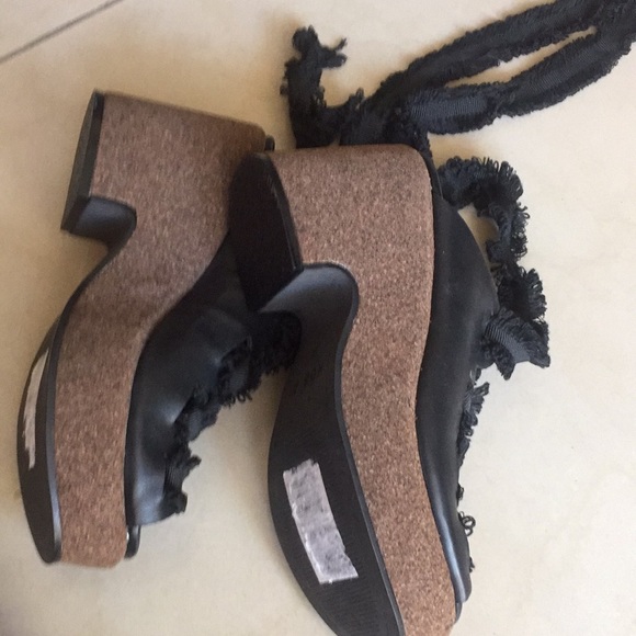NWOT Kelsi Dagger platform lace up blk cork shoe 6 - Picture 5 of 5
